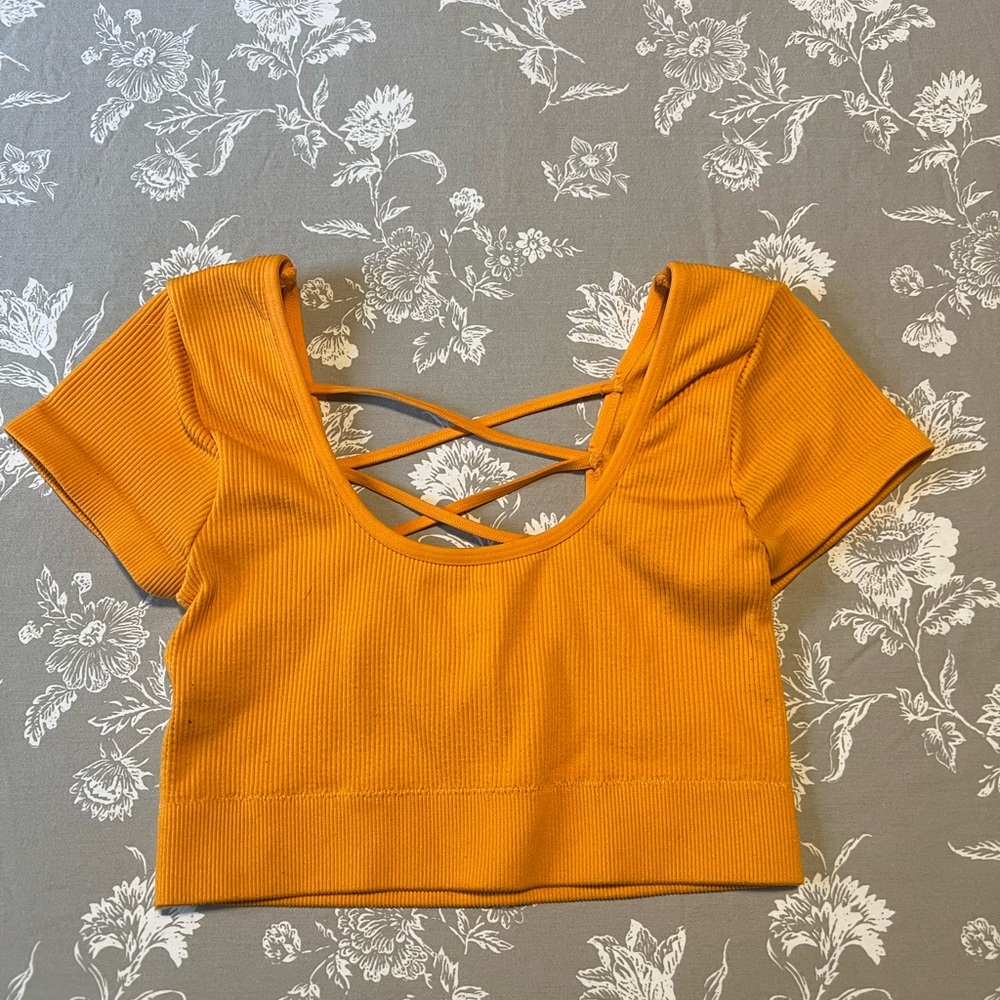 Aerie Orange/Orange-Yellow Crop Top